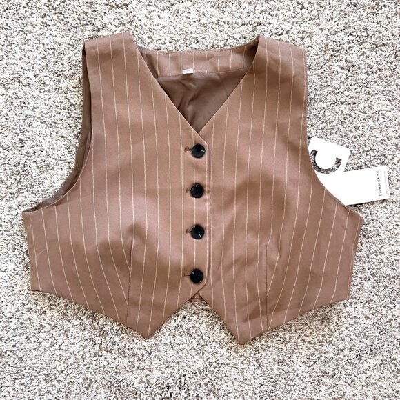 NWT Commense Vest - Mens Style - Crop -Pinstripe Button Down Vest - Size Large - Picture 6 of 10